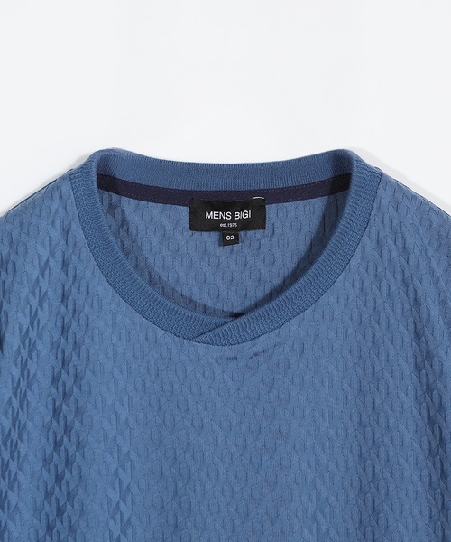 MEN'S BIGI（メンズビギ）の「シルケット加工 変形千鳥柄リンクスTEE（Tシャツ/カットソー・メンズ・ブルー/チャコールグレー/ホワイト/ボルドー・01/02/03/04）」の5枚目の写真