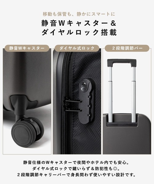UNKNOWN&Co.(アンノウンアンドコー)の「UNKOWN&Co. / 仕舞えるスーツケース 折りたたみ 45L 3,4泊用 11cm厚 静音キャスター(スーツケース/キャリーバッグ・メンズ・ブラック/アイボリー/グレー・FREE)」の8枚目の写真