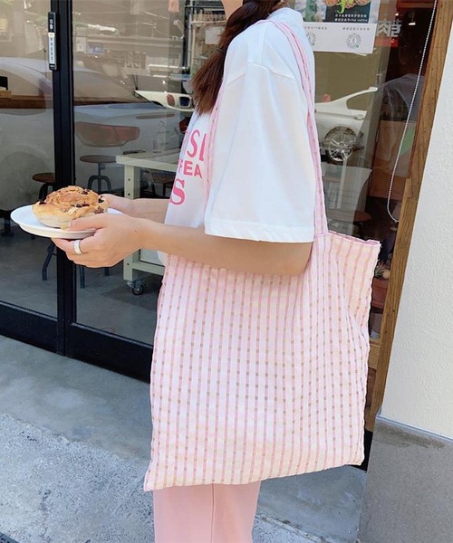 VIBGYOR（ヴィブジョー）の「Mignonjour/チェック柄トートバッグ M2306（トートバッグ・レディース・ブラック/グリーン/パープル/ピンク/イエロー・FREE）」の19枚目の写真