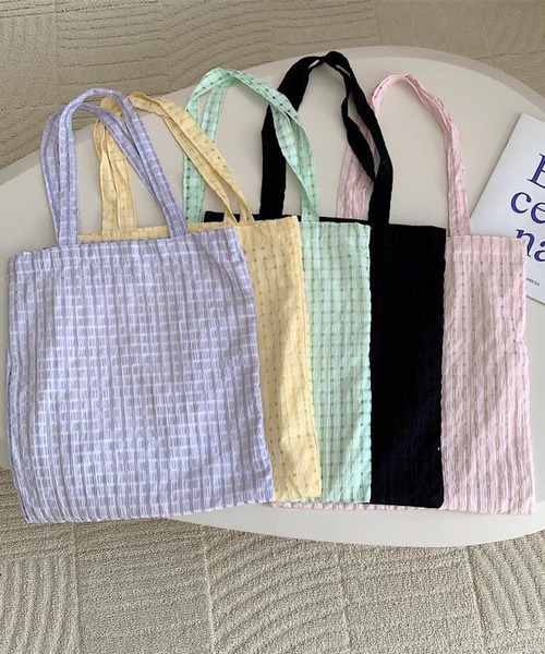 VIBGYOR（ヴィブジョー）の「Mignonjour/チェック柄トートバッグ M2306（トートバッグ・レディース・ブラック/グリーン/パープル/ピンク/イエロー・FREE）」の21枚目の写真