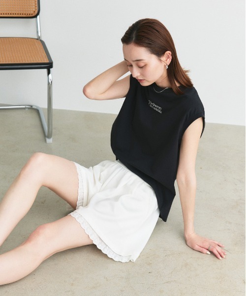 ad thie(アドティエ)の「ヘムレース スウェット ショートパンツ(その他パンツ・レディース・オートミール/オフホワイト/ブラック・FREE)」の9枚目の写真