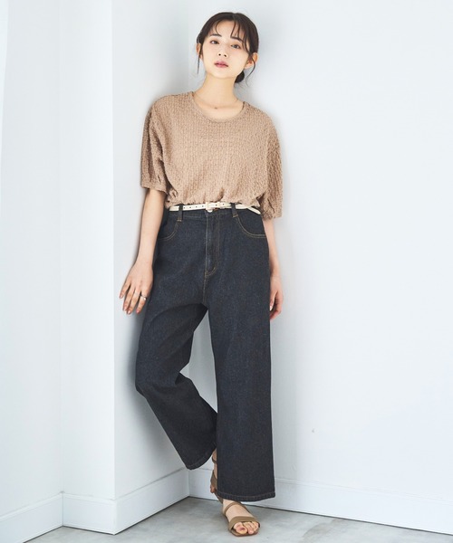 mil(ミル)の「デニム ストレートパンツ(デニムパンツ・レディース・ブラック系その他/サックスブルー/ブラック・S-Regular/M-Short/S-Short)」の5枚目の写真