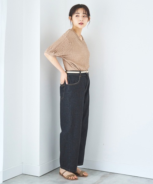 mil(ミル)の「デニム ストレートパンツ(デニムパンツ・レディース・ブラック系その他/サックスブルー/ブラック・S-Regular/M-Short/S-Short)」の6枚目の写真