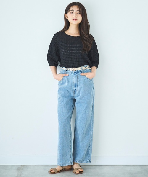 mil(ミル)の「デニム ストレートパンツ(デニムパンツ・レディース・ブラック系その他/サックスブルー/ブラック・S-Regular/M-Short/S-Short)」の11枚目の写真