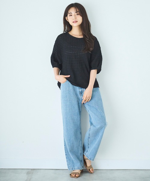 mil(ミル)の「デニム ストレートパンツ(デニムパンツ・レディース・ブラック系その他/サックスブルー/ブラック・S-Regular/M-Short/S-Short)」の15枚目の写真