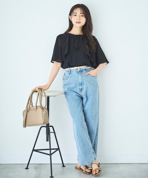 mil(ミル)の「デニム ストレートパンツ(デニムパンツ・レディース・ブラック系その他/サックスブルー/ブラック・S-Regular/M-Short/S-Short)」の16枚目の写真