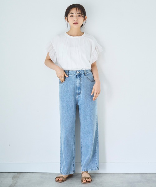 mil(ミル)の「デニム ストレートパンツ(デニムパンツ・レディース・ブラック系その他/サックスブルー/ブラック・S-Regular/M-Short/S-Short)」の21枚目の写真