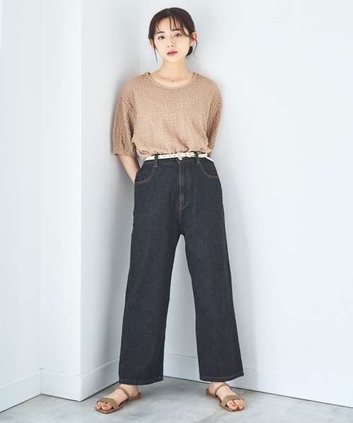 mil(ミル)の「デニム ストレートパンツ(デニムパンツ・レディース・ブラック系その他/サックスブルー/ブラック・S-Regular/M-Short/S-Short)」の4枚目の写真
