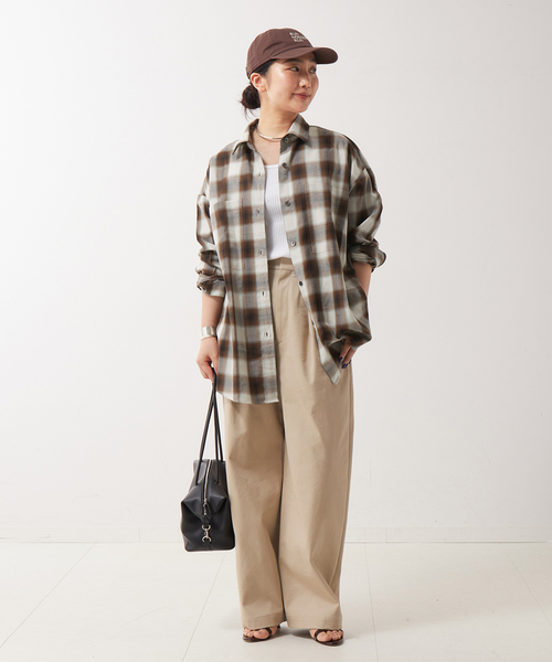 【美品】ジャーナルスタンダード ブラウンチェック ドレープシャツ チェックシャツ（シャツ/ブラウス）｜journal standard L'essage