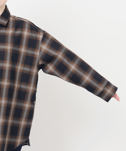 【美品】ジャーナルスタンダード ブラウンチェック ドレープシャツ チェックシャツ（シャツ/ブラウス）｜journal standard L'essage