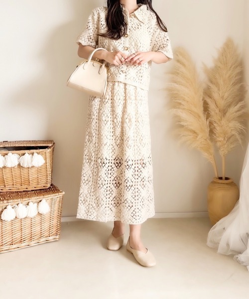 merrylatte（メリーラテ）の「ニットクロシェジャケット（その他アウター・レディース・ベージュ・MEDIUM）」の8枚目の写真