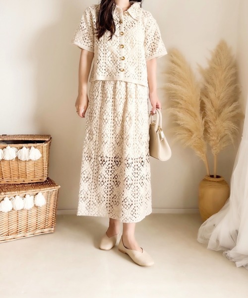 merrylatte（メリーラテ）の「ニットクロシェジャケット（その他アウター・レディース・ベージュ・MEDIUM）」の11枚目の写真