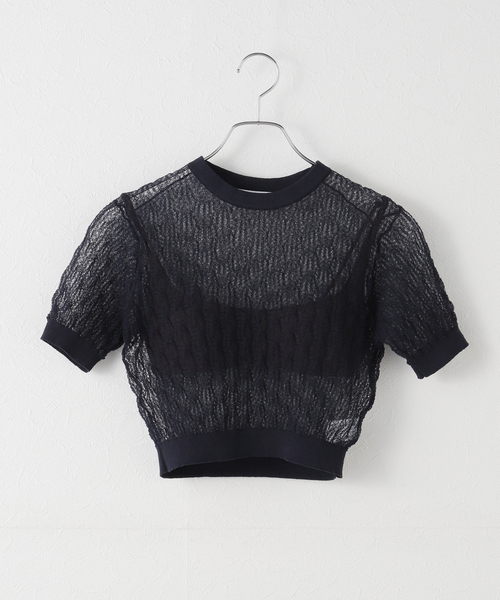 NICENICE MOMENT/ナイスナイスモーメント LACE KNIT TOP カットソー