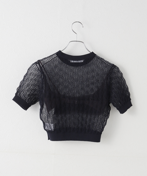 IENA（イエナ）の「NICENICE MOMENT/ナイスナイスモーメント LACE KNIT TOP カットソー NNM1-25SS-004（Tシャツ/カットソー・レディース・ネイビー・FREE）」の10枚目の写真