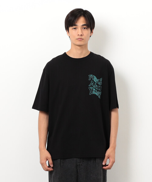 Purple&Yellow（パープルアンドイエロー）の「バック＆胸刺繍ウェーブロゴ半袖Ｔシャツ（Tシャツ/カットソー・メンズ・ホワイト/ブラック/サックスブルー・SMALL/MEDIUM/LARGE）」の19枚目の写真