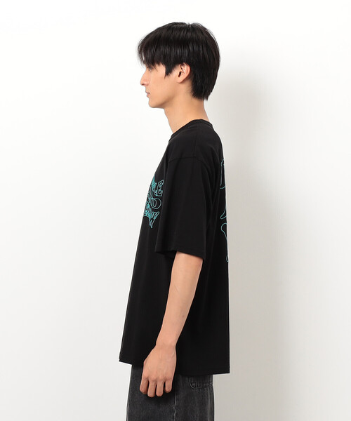 Purple&Yellow（パープルアンドイエロー）の「バック＆胸刺繍ウェーブロゴ半袖Ｔシャツ（Tシャツ/カットソー・メンズ・ホワイト/ブラック/サックスブルー・SMALL/MEDIUM/LARGE）」の16枚目の写真