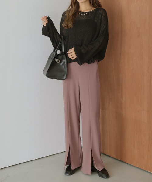 lesperance(レスぺランス)の「センタースリットイージーパンツ(その他パンツ・レディース・ブラウン/ライトグレー/サーモンピンク/ベージュ/ブラック・M/L)」の5枚目の写真