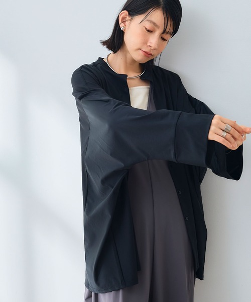 CROSS FUNCTION（クロスファンクション）の「《UV》エブ楽 ラッシュガードオーバーサイズシャツ【CROSS FUNCTION/クロスファンクション】（シャツ/ブラウス・レディース・ブラック/オフホワイト・M/L/LL）」の15枚目の写真