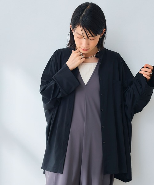 CROSS FUNCTION（クロスファンクション）の「《UV》エブ楽 ラッシュガードオーバーサイズシャツ【CROSS FUNCTION/クロスファンクション】（シャツ/ブラウス・レディース・ブラック/オフホワイト・M/L/LL）」の13枚目の写真