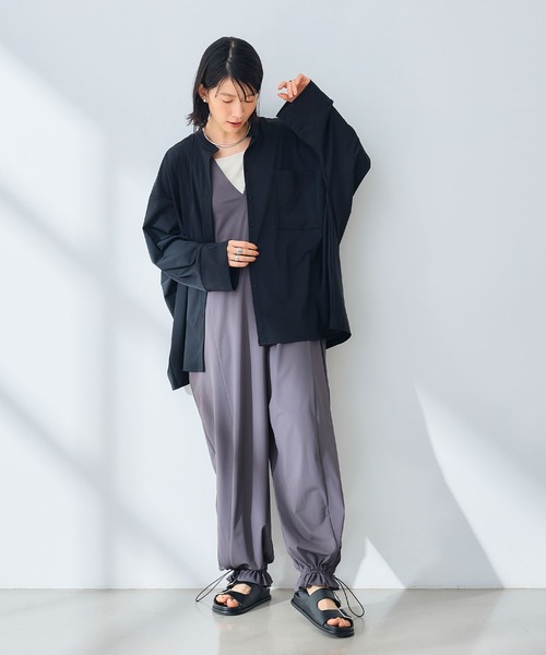 CROSS FUNCTION（クロスファンクション）の「《UV》エブ楽 ラッシュガードオーバーサイズシャツ【CROSS FUNCTION/クロスファンクション】（シャツ/ブラウス・レディース・ブラック/オフホワイト・M/L/LL）」の11枚目の写真