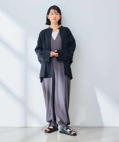 CROSS FUNCTION（クロスファンクション）の「《UV》エブ楽 ラッシュガードオーバーサイズシャツ【CROSS FUNCTION/クロスファンクション】（シャツ/ブラウス・レディース・ブラック/オフホワイト・M/L/LL）」の9枚目の写真