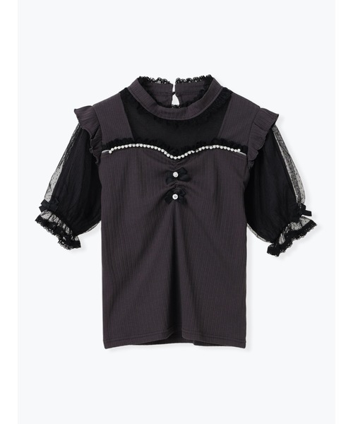NOEMIE(ノエミー)の「ドットチュールデコルテシアーカットソー(Tシャツ/カットソー・レディース・ブラック/ダークグレー・M)」の4枚目の写真