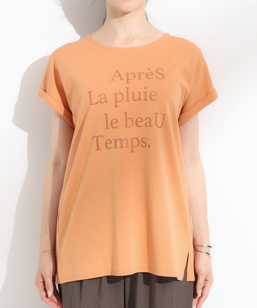 DRESKIP(ドレスキップ)の「【汗ジミ防止/ひんやり/UV】ロゴプリントTシャツ(Tシャツ/カットソー・レディース・ライトオレンジ系/ライトベージュ/オフホワイト/チャコールグレー・01/04/03/02)」の18枚目の写真