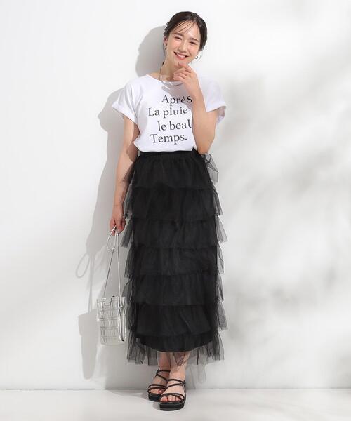 DRESKIP(ドレスキップ)の「【汗ジミ防止/ひんやり/UV】ロゴプリントTシャツ(Tシャツ/カットソー・レディース・ライトオレンジ系/ライトベージュ/オフホワイト/チャコールグレー・01/04/03/02)」の13枚目の写真