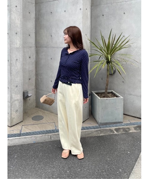 miette(ミエット)の「ベルト付きローライズスウェットパンツ(スウェットパンツ・レディース・グレー/クリーム/ネイビー/ブラウン・M/S/L)」の8枚目の写真
