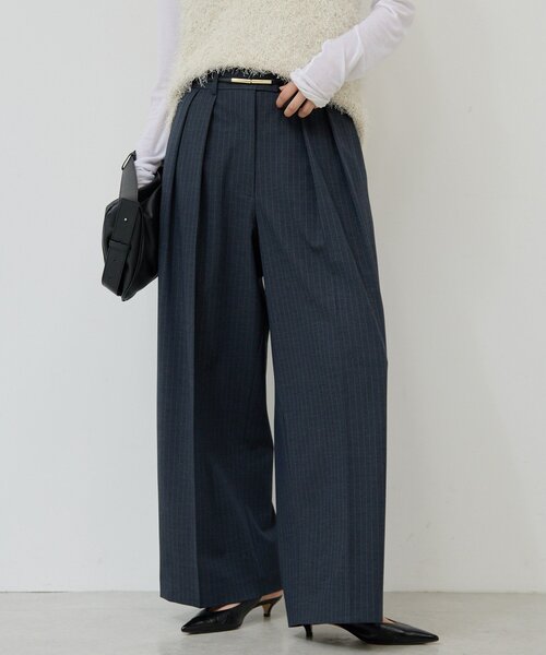 GALLARDAGALANTE（ガリャルダガランテ）の「【手洗い可能】【3サイズ展開】ストライプダブルタックパンツ（その他パンツ・レディース・ネイビー/グレー・38/36/34）」の17枚目の写真