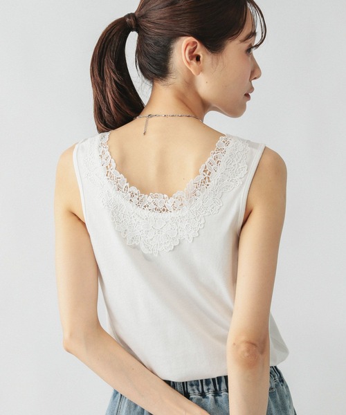 GLOBAL WORK（グローバルワーク）の「Beautee2WAYレース/579593（タンクトップ・レディース・オフホワイト/ブラック・MEDIUM/LARGE）」の2枚目の写真