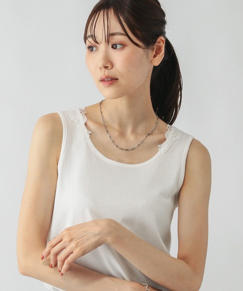 GLOBAL WORK（グローバルワーク）の「Beautee2WAYレース/579593（タンクトップ・レディース・オフホワイト/ブラック・MEDIUM/LARGE）」の5枚目の写真