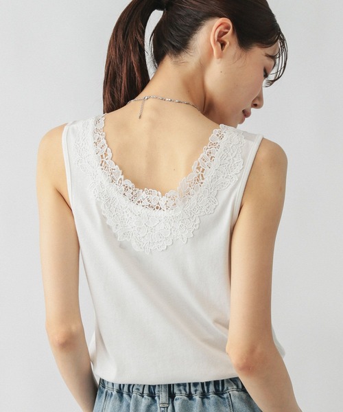 GLOBAL WORK（グローバルワーク）の「Beautee2WAYレース/579593（タンクトップ・レディース・オフホワイト/ブラック・MEDIUM/LARGE）」の4枚目の写真