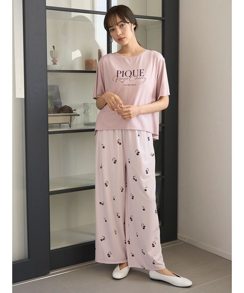 【新品未使用】GELATO PIQUE ジェラピケ チェリー柄 ルームウェア 接触冷感】チェリー柄シャツ（ルームウェア/パジャマ）｜gelato