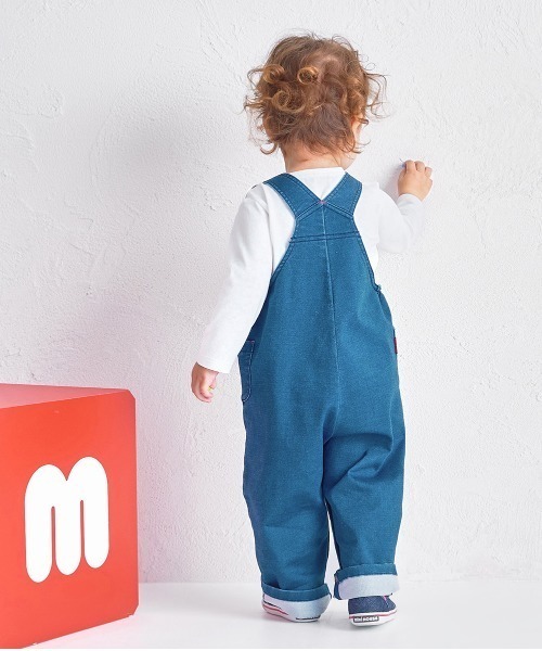 MIKI HOUSE（ミキハウス）の「【WEB限定】ストレッチニットデニムオーバーオール（サロペット/オーバーオール・キッズ・インディゴブルー・S(70-80cm)/M(80-90cm)/L(90-100cm)/LL(100-110cm)）」の3枚目の写真