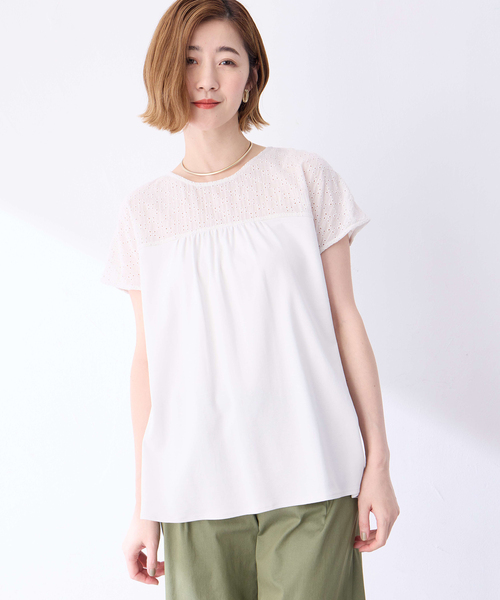 Petit Honfleur（プチオンフルール）の「レースドッキングプルオーバー（Tシャツ/カットソー・レディース・ネイビー/グレー・M/L）」の11枚目の写真