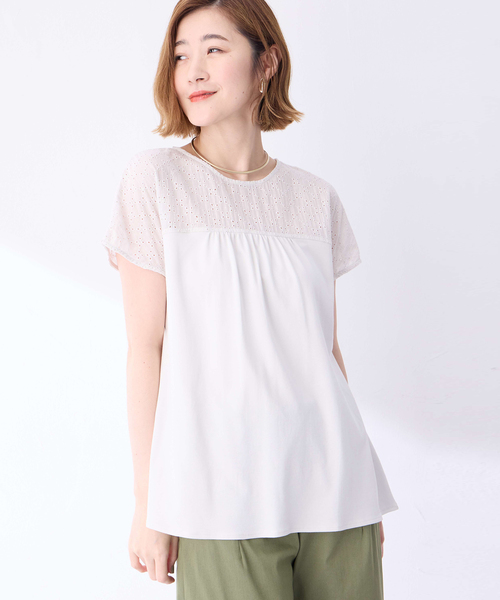 Petit Honfleur（プチオンフルール）の「レースドッキングプルオーバー（Tシャツ/カットソー・レディース・ネイビー/グレー・M/L）」の10枚目の写真
