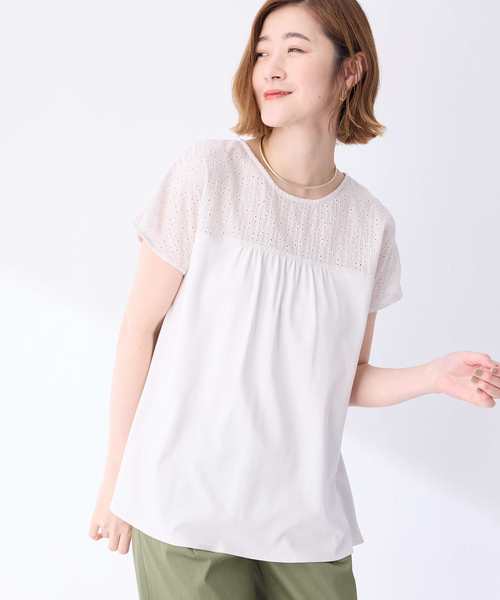 Petit Honfleur（プチオンフルール）の「レースドッキングプルオーバー（Tシャツ/カットソー・レディース・ネイビー/グレー・M/L）」の9枚目の写真
