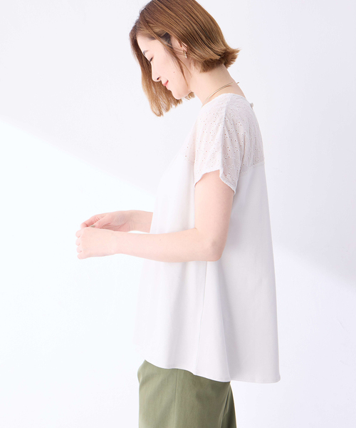 Petit Honfleur（プチオンフルール）の「レースドッキングプルオーバー（Tシャツ/カットソー・レディース・ネイビー/グレー・M/L）」の8枚目の写真