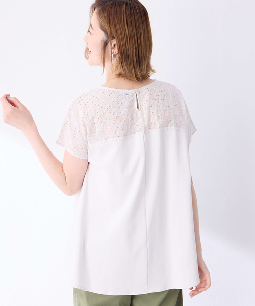 Petit Honfleur（プチオンフルール）の「レースドッキングプルオーバー（Tシャツ/カットソー・レディース・ネイビー/グレー・M/L）」の7枚目の写真