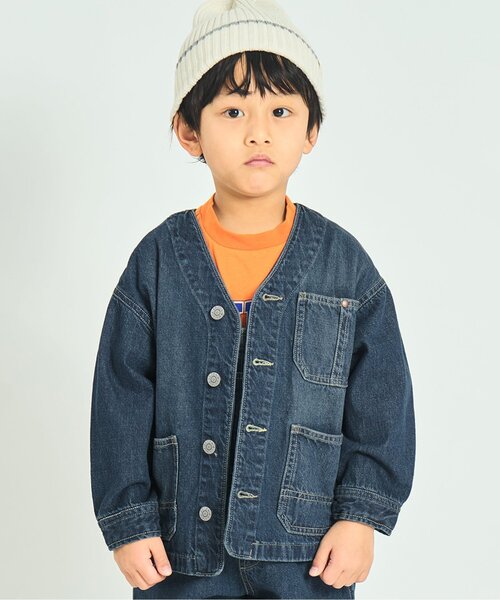 F.O.KIDS(エフオーキッズ)の「【ジュニア対応】エイジング加工 カバーオール(テーラードジャケット・キッズ・カーキ/インディゴブルー・100/130/120/110/90/80/140)」の1枚目の写真