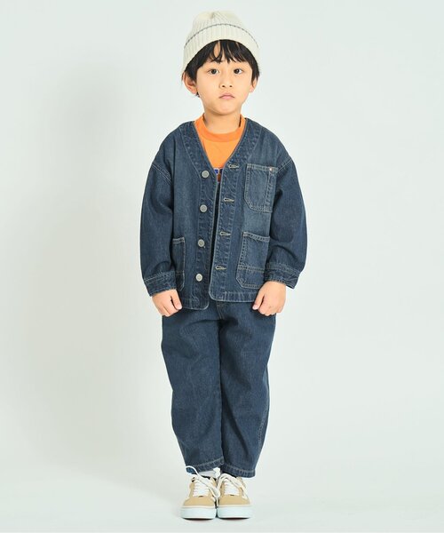 F.O.KIDS(エフオーキッズ)の「【ジュニア対応】エイジング加工 カバーオール(テーラードジャケット・キッズ・カーキ/インディゴブルー・100/130/120/110/90/80/140)」の5枚目の写真
