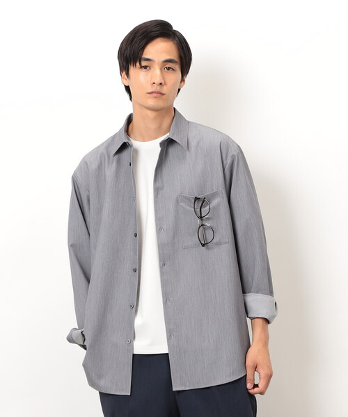 COMME CA ISM(コムサイズム)の「ウールライク ショートポイントカラー 長袖シャツ(シャツ/ブラウス・メンズ・ブラック/グレー/ホワイト/ブラウン/ネイビー・SMALL/MEDIUM/LARGE)」の4枚目の写真