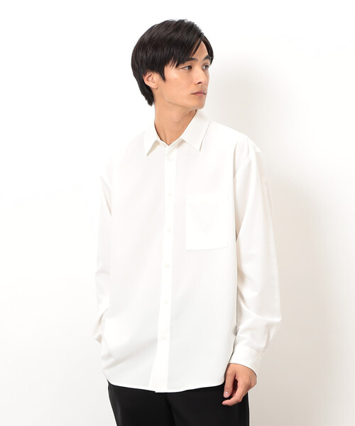 COMME CA ISM(コムサイズム)の「ウールライク ショートポイントカラー 長袖シャツ(シャツ/ブラウス・メンズ・ブラック/グレー/ホワイト/ブラウン/ネイビー・SMALL/MEDIUM/LARGE)」の2枚目の写真