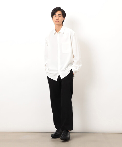 COMME CA ISM(コムサイズム)の「ウールライク ショートポイントカラー 長袖シャツ(シャツ/ブラウス・メンズ・ブラック/グレー/ホワイト/ブラウン/ネイビー・SMALL/MEDIUM/LARGE)」の9枚目の写真