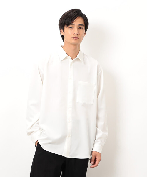 COMME CA ISM(コムサイズム)の「ウールライク ショートポイントカラー 長袖シャツ(シャツ/ブラウス・メンズ・ブラック/グレー/ホワイト/ブラウン/ネイビー・SMALL/MEDIUM/LARGE)」の10枚目の写真