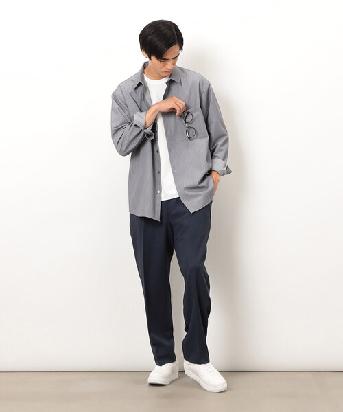 COMME CA ISM(コムサイズム)の「ウールライク ショートポイントカラー 長袖シャツ(シャツ/ブラウス・メンズ・ブラック/グレー/ホワイト/ブラウン/ネイビー・SMALL/MEDIUM/LARGE)」の13枚目の写真