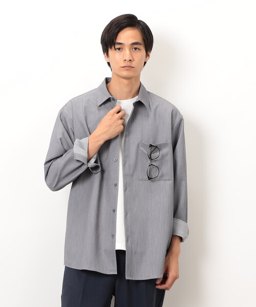 COMME CA ISM(コムサイズム)の「ウールライク ショートポイントカラー 長袖シャツ(シャツ/ブラウス・メンズ・ブラック/グレー/ホワイト/ブラウン/ネイビー・SMALL/MEDIUM/LARGE)」の14枚目の写真