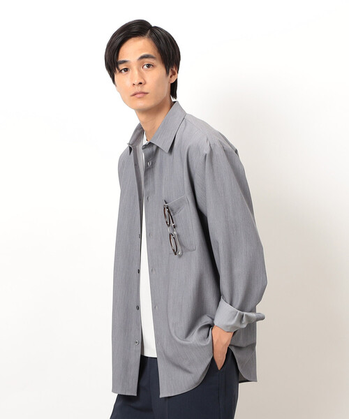 COMME CA ISM(コムサイズム)の「ウールライク ショートポイントカラー 長袖シャツ(シャツ/ブラウス・メンズ・ブラック/グレー/ホワイト/ブラウン/ネイビー・SMALL/MEDIUM/LARGE)」の16枚目の写真