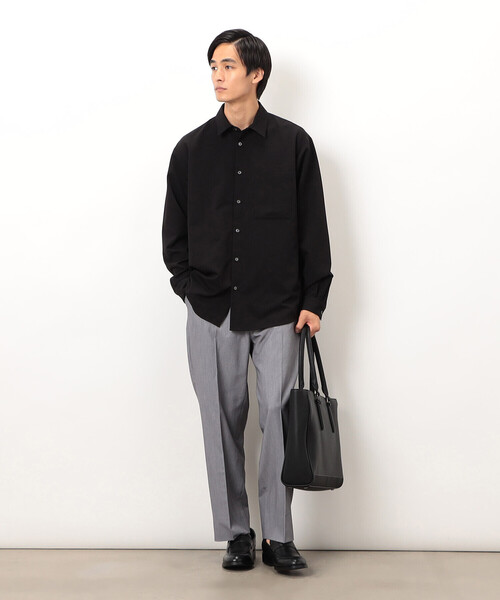 COMME CA ISM(コムサイズム)の「ウールライク ショートポイントカラー 長袖シャツ(シャツ/ブラウス・メンズ・ブラック/グレー/ホワイト/ブラウン/ネイビー・SMALL/MEDIUM/LARGE)」の17枚目の写真